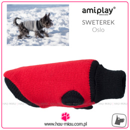 AmiPlay - Sweterek dla psa Oslo - CZERWONY - rozmiar 34 cm