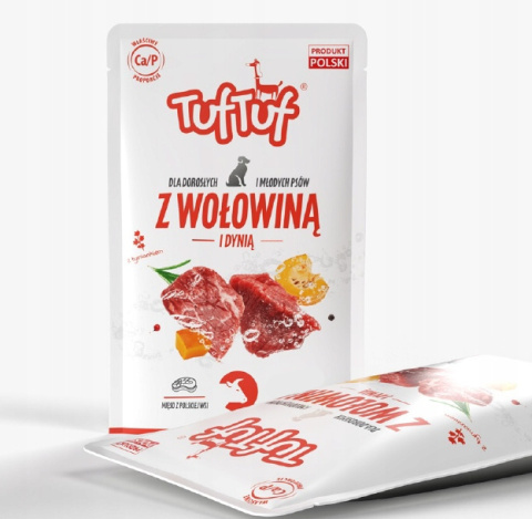 Tuf Tuf - Mokra karma dla dorosłych psów - WOŁOWINA i DYNIA - 100g