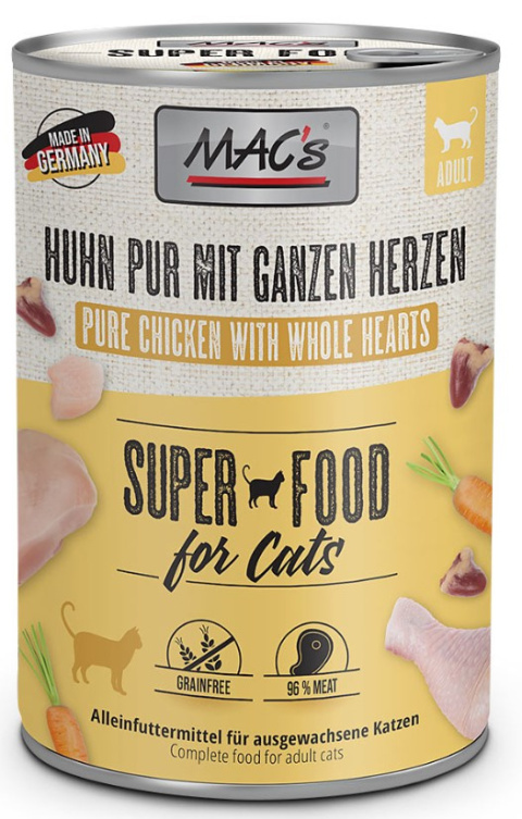 Mac's - Cat Huhn Pur mit Ganzen Geflugelherzen - KURCZAK I CAŁE SERCA DROBIOWE - 400g