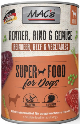 Mac's - Super food for dog - RENIFER, WOŁOWINA I WARZYWA - 800g