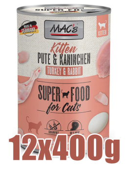 Mac's - Cat Pute & Kaninchen - INDYK i KRÓLIK - Zestaw 12 x 400g - dla Kociąt