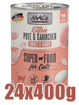 Mac's - Cat Pute & Kaninchen - INDYK i KRÓLIK - Zestaw 24 x 400g - dla Kociąt