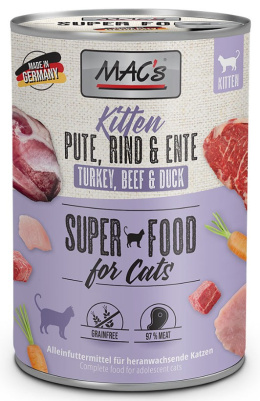 Mac's - Cat Pute, Rind, Ente - INDYK, WOŁOWINA I KACZKA - Zestaw 24 x 400g - dla Kociąt