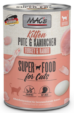 Mac's - Cat Pute & Kaninchen - INDYK i KRÓLIK - Zestaw 12 x 400g - dla Kociąt