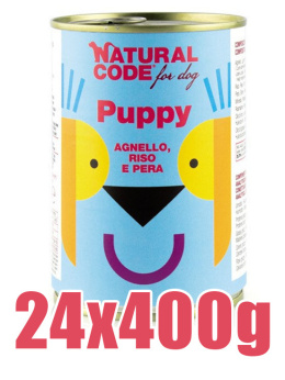 Natural Code - 02 - Puppy - JAGNIĘCINA, RYŻ i GRUSZKA - Zestaw 24 x 400g