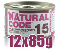 Natural Code - 15 - KURCZAK, WARZYWA I WĄTRÓBKA - Zestaw 12 x 85g