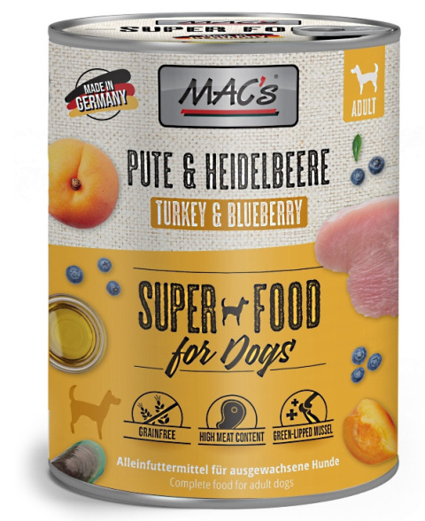 Mac's - Dog Pute & Heidelbeeren - INDYK i BORÓWKA - 800g