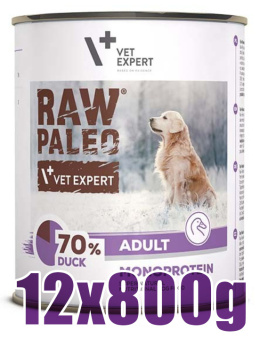 Raw Paleo - Adult - Monoproteinowa - KACZKA - Zestaw 12x800g