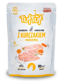 Tuf Tuf - Mokra karma dla dorosłych psów - KURCZAK i MARCHEW - 100g