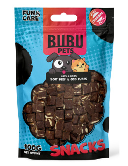 Bubu Pets - Miękkie kostki - WOŁOWINA i DORSZ - 100g